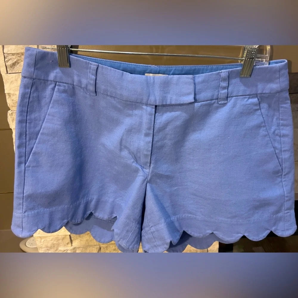 J Crew size 6 Scalloped light blue‎ shorts